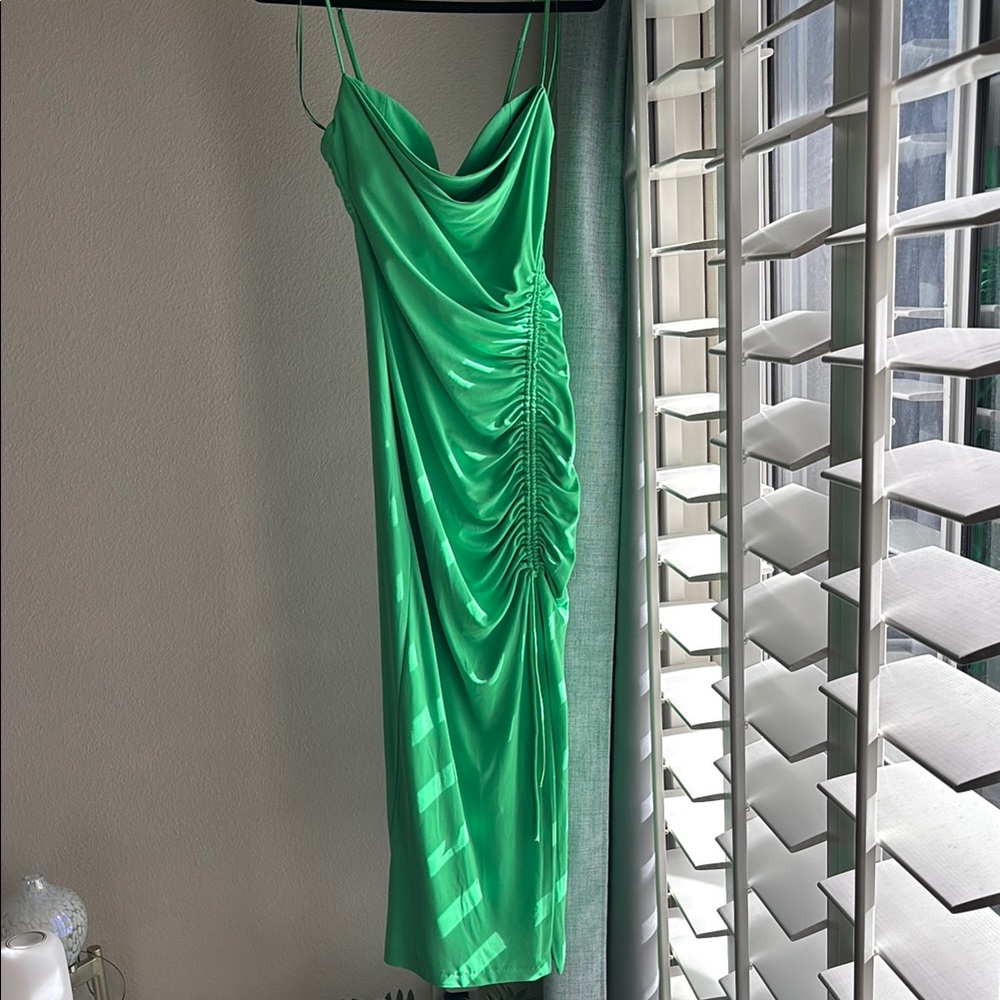 Zara Green Ruched Cocktail Sundress